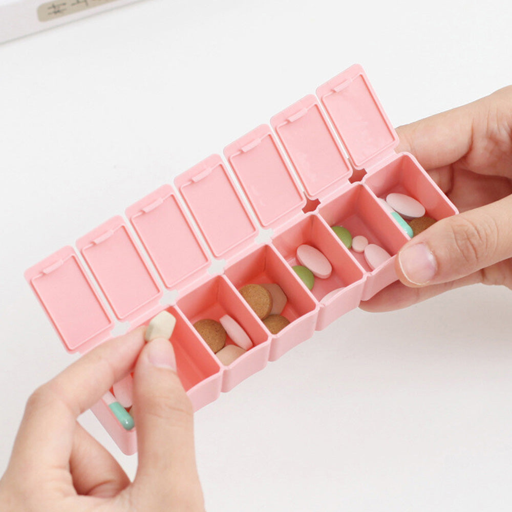 4 PCS Weekly Pill Organizer 7 Day Medicine Box with Compartments for Travel Home Pink