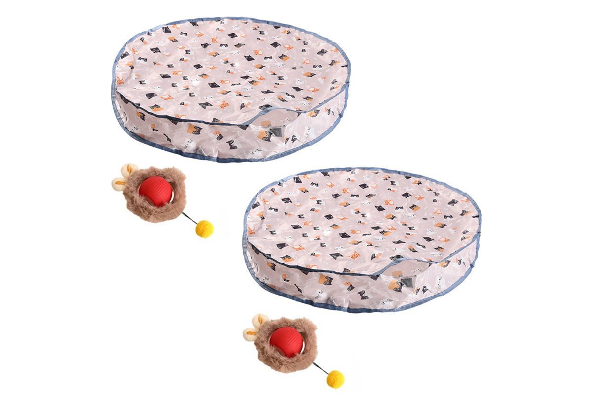 2Pcs Interactive Cat Toys Ball Fast Rolling in Pouch Electric Motion Activate Chirping Cat Toy Hide and Seek Mouse Catching Game