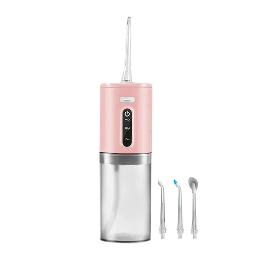 Cordless Electric Water Flosser Oral Irrigator Teeth Flosser Tooth Cleaner with 5 Nozzles Pink