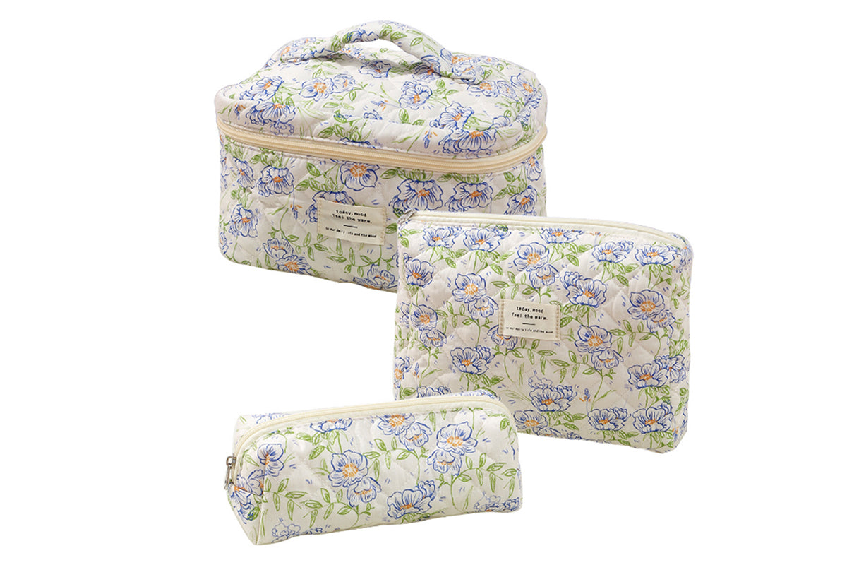 Floral Cotton Cosmetic Bag Cute Aesthetic Floral Toiletry Organizer Bag For Women Girls-ST3