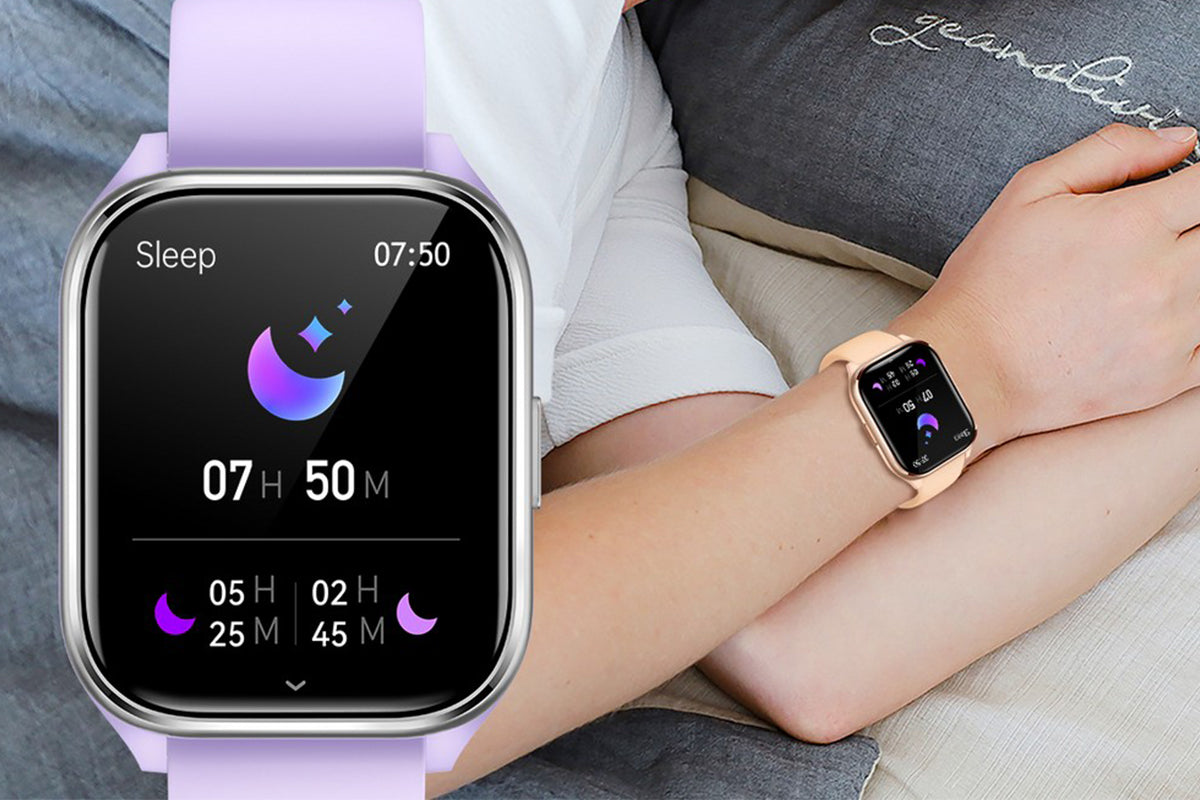 Smart Watch 1.85-Inch Fitness Watch with Heart Rate Sleep Monitor Blood Oxygen 100 Sports Modes Activity Tracker -Purple