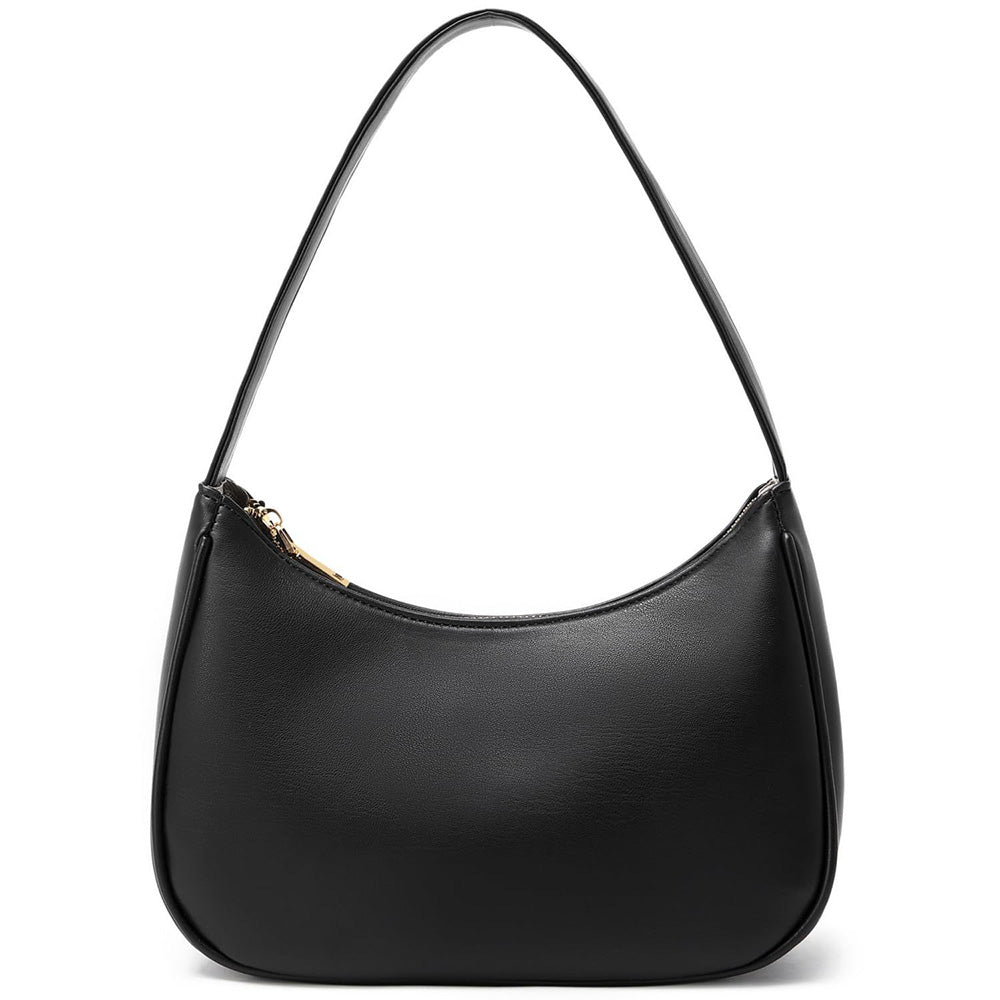 Women Shoulder Bag Elegant Feminine Mini Handbags with Zipper Closure Black