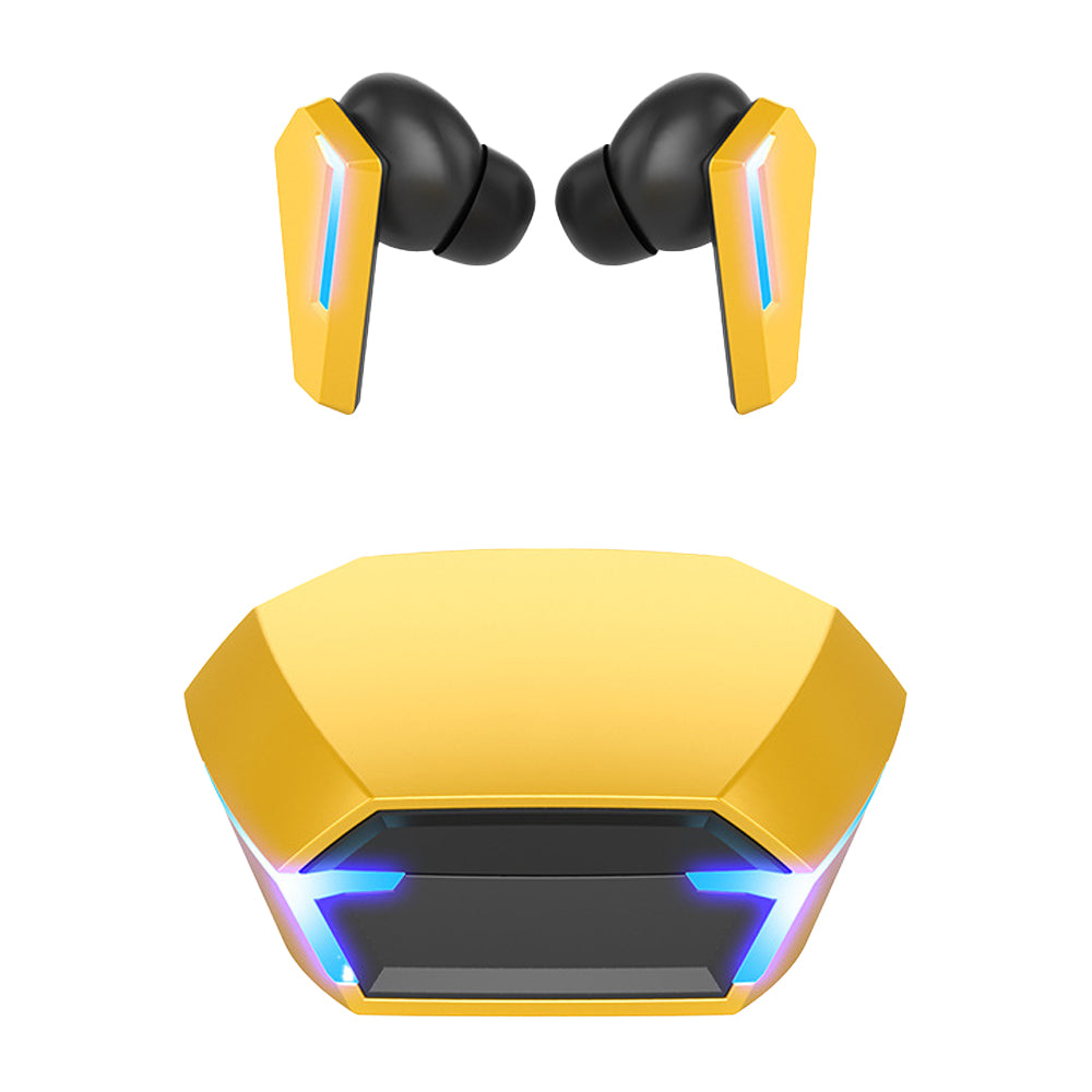 Wireless Bluetooth Gaming Earphones In-Ear Headsets with Breathing Light Yellow