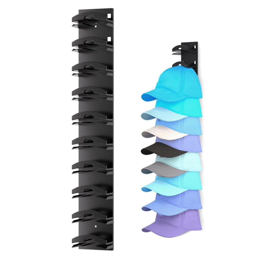 Wall Mounted Baseball Hat Organizer Adhesive Hat Display Hanger Holder for Door Closet Black