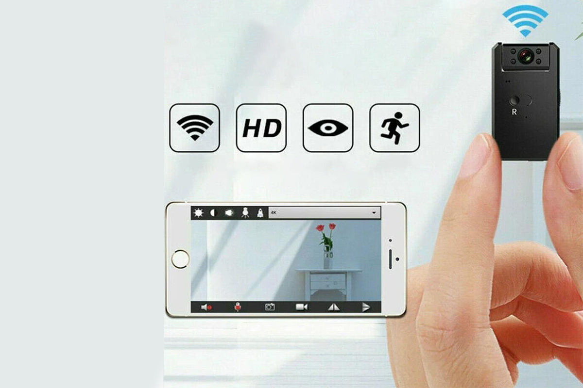 Security Camera Nanny Cam with 180-degree Rotating Lens 4K WiFi Wireless Surveillance