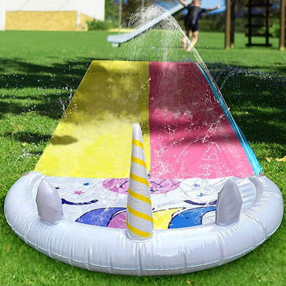 Extra Long Inflatable Slip Splash Slide with 2 Slidingboards Heavy Duty Water Slide for Kids