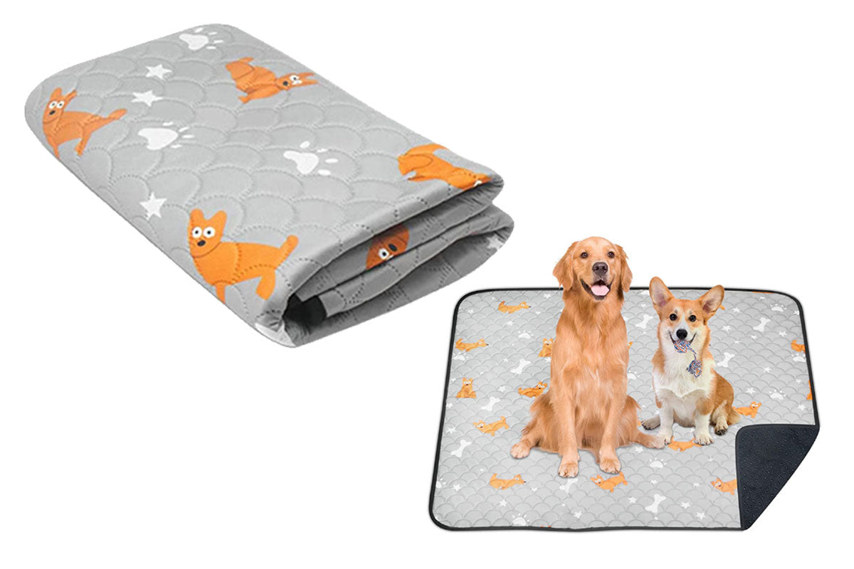 Washable Pet Dog Training Pee Pad Reusable Absorbent Cushion Pet Pee Mat-Light Gray