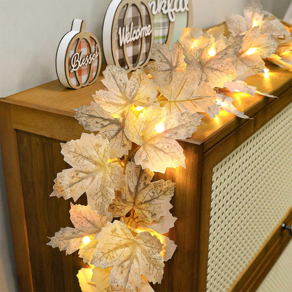 LED Maple Leaves Garland with Lights ¨C Fall Decorations for Home and Christmas