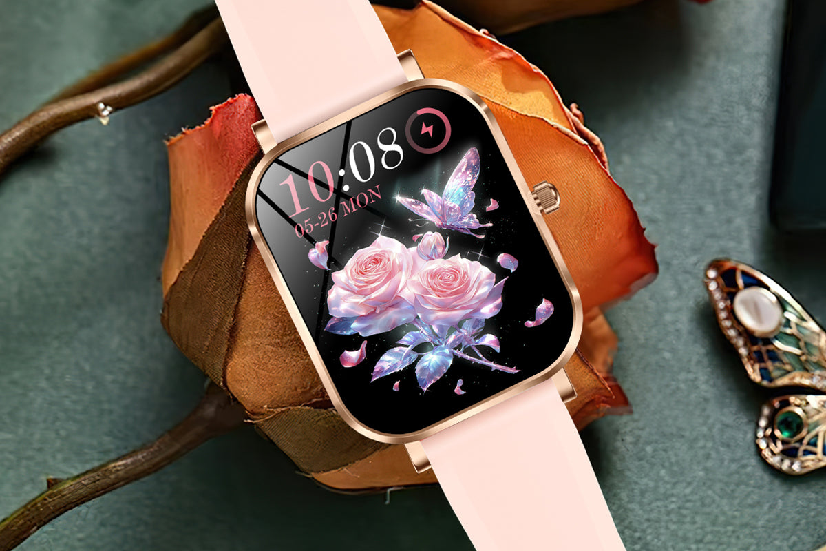 Smart Watch Bluetooth Call Make Calls Musics Fitness Tracker Heart Rate Sleep Monitor -Pink