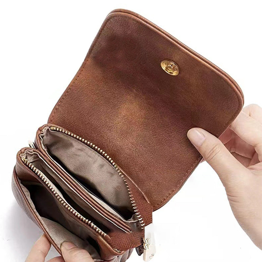 Trendy Crossbody Bags for Women PU Leather Triple Compartment Sling Purse for Cell Phone Brown