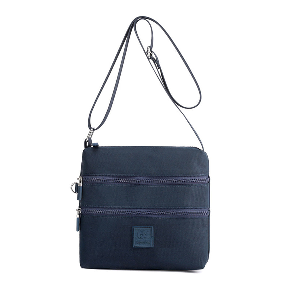 Multipockets Zipper Crossbody Purses Casual Nylon Shoulder Bag for Women Daily Handbag Navy