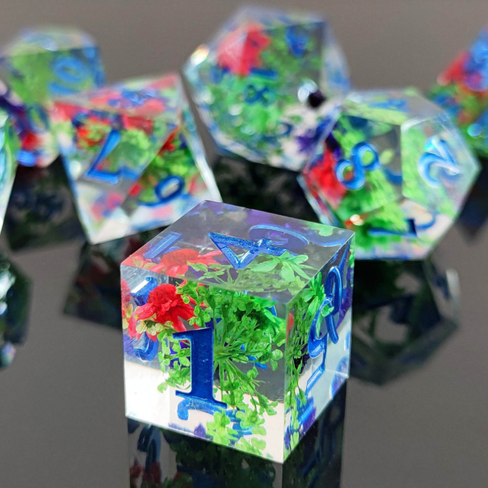 7Pcs Set DND Dice Resin Dice Table Games Accessories Style 1