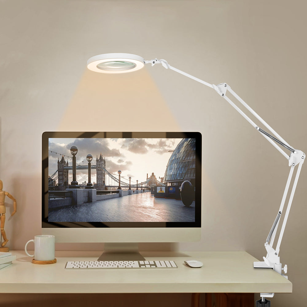5X Magnifying Lamp 3-Color Adjustable Reading Light for Close Work Repair White
