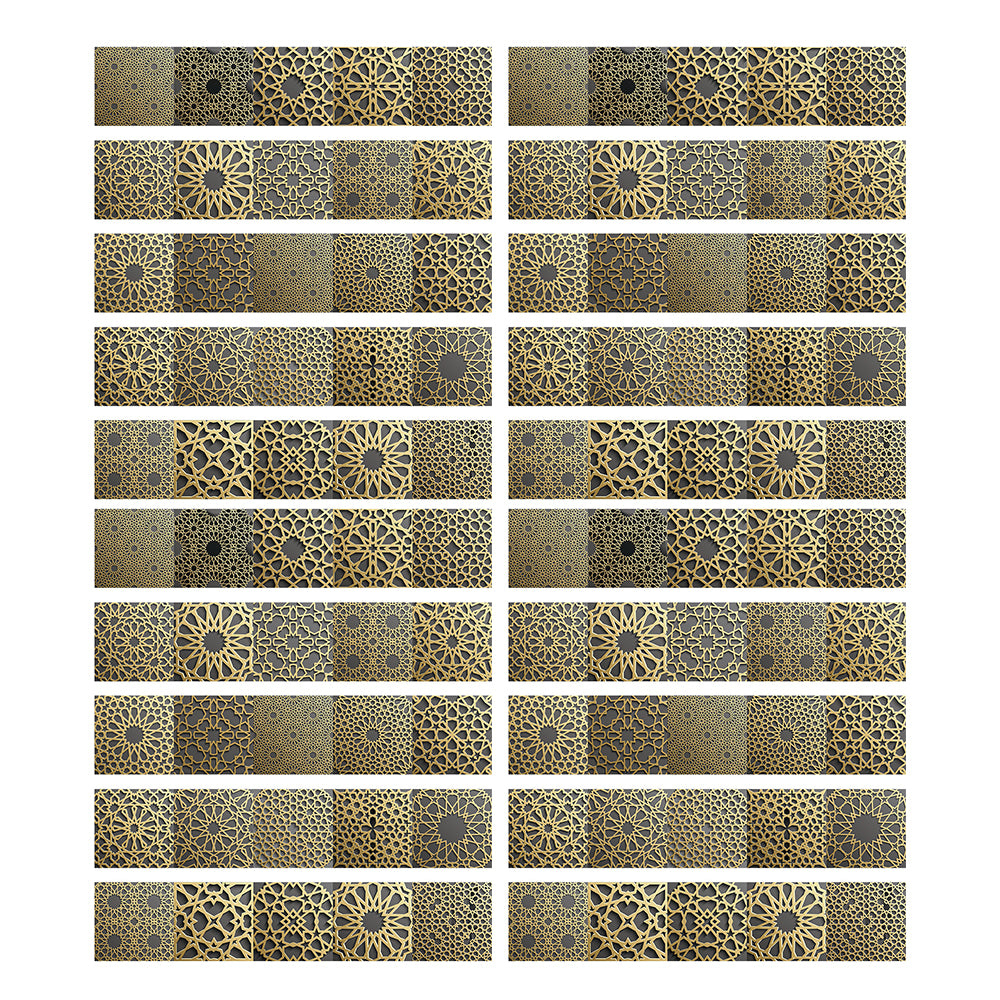 5Pcs Vintage Patterns Wall Stickers Water Resistant Wallpaper Removable Decal for Kitchen Bathroom