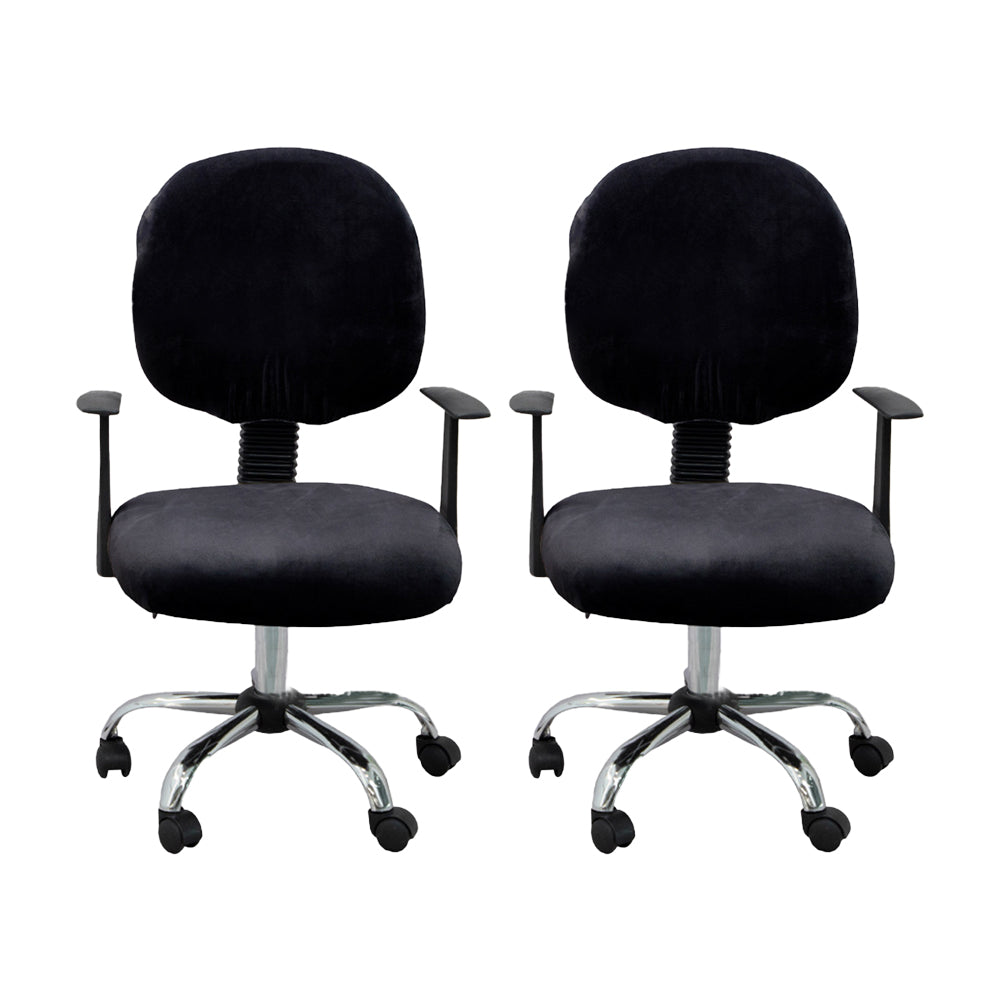 2 Set of 2 Pieces Split Stretch Chair Slipcovers Universal Rotating Desk Chair Protectors-Black