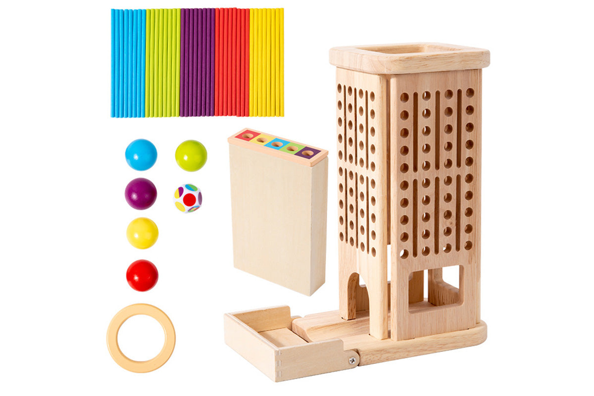 Wooden Tower 3-in-1 Stick Pulling and Balance Board Game for Little Ones and Family