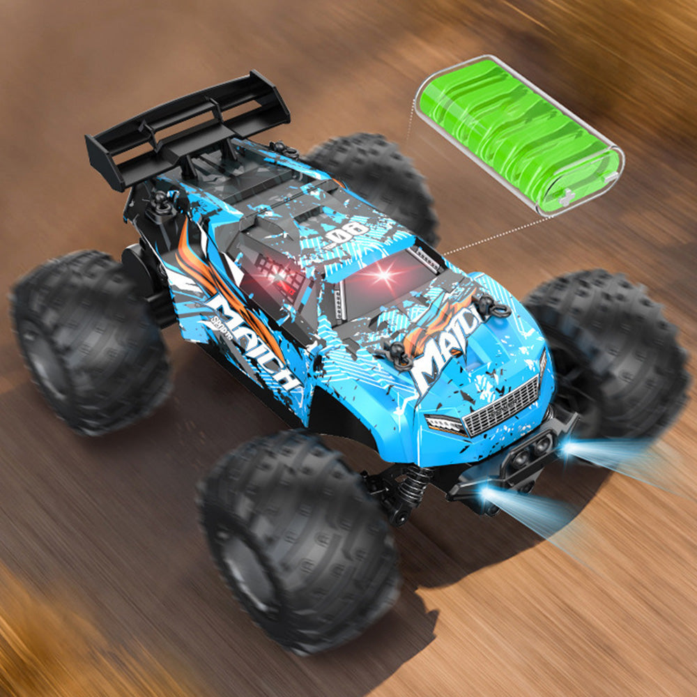 1:18 Scale Remote Control Car All-Terrain RC Truck with LED Lights Blue