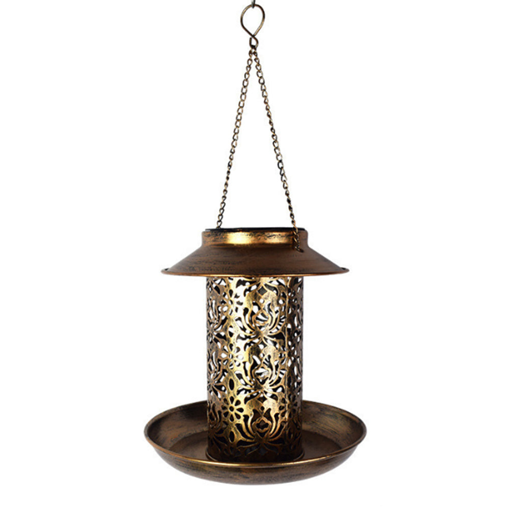 2-in-1 Solar Bird Feeder for Outside Hanging Wild Bird Feeders with Solar Light for Garden Yard Decor