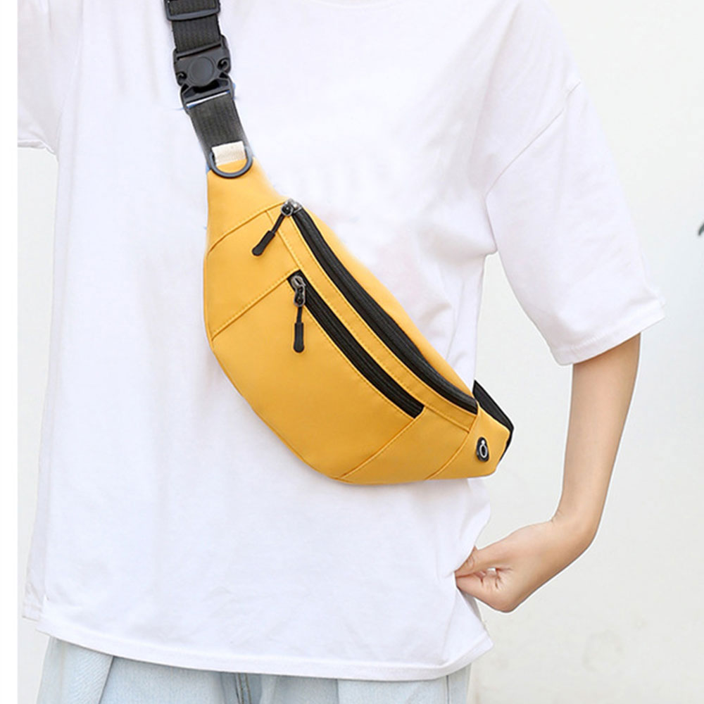 Unisex Waist Fanny Pack Multi-Pockets Running Bum Bag Yellow