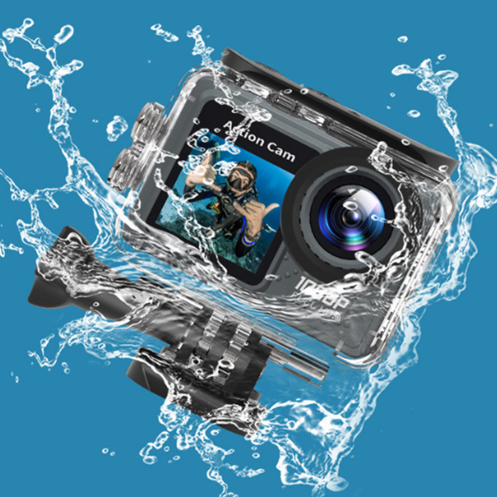 1080P Underwater Camera with Dual Screen Water-Resistant Sports Camcorder Video Camera with 32G TF Card