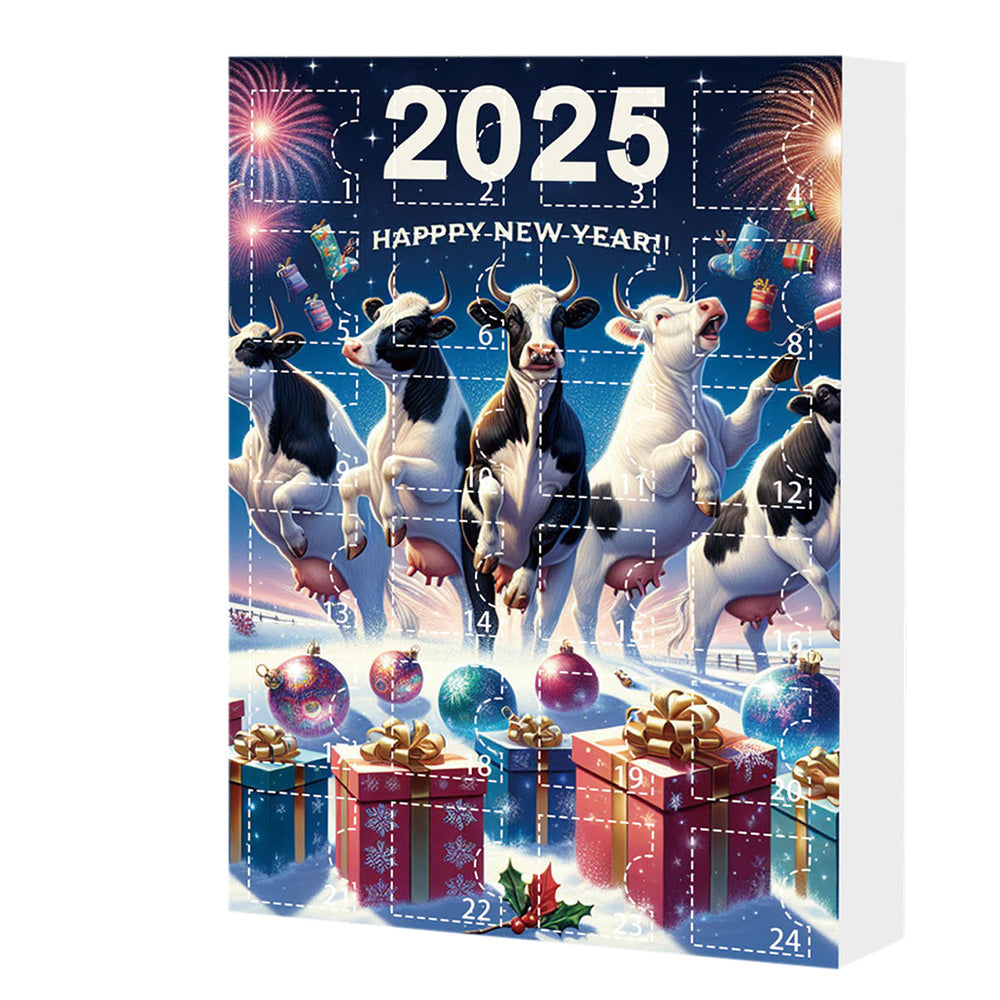 Christmas Cow Advent Calendar ¨C 24-Day Blind Box Ornaments Set for Tree Style 1