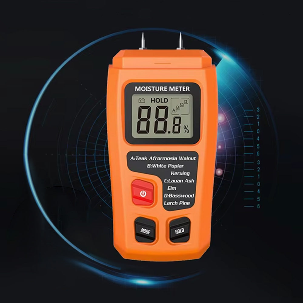 Digital Moisture Meter for Wood Damp Humidity Timber Firewood Tester LCD Analyzer Detector Orange