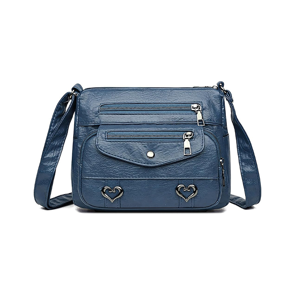 Crossbody Bag for Women Leather Messager Bag Large Capacity Shoulder Bag Blue