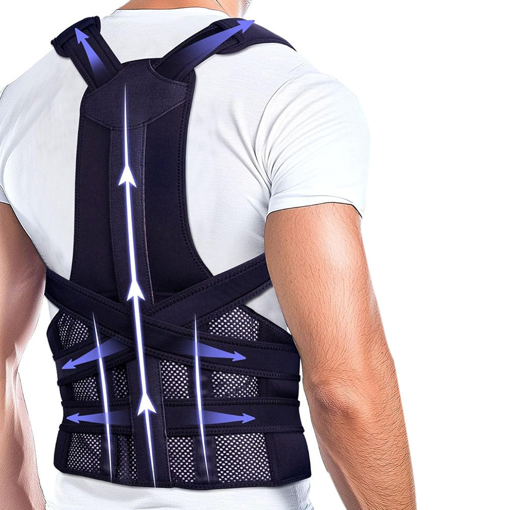 Posture Corrector  Adjustable Back Brace Support Strap Black