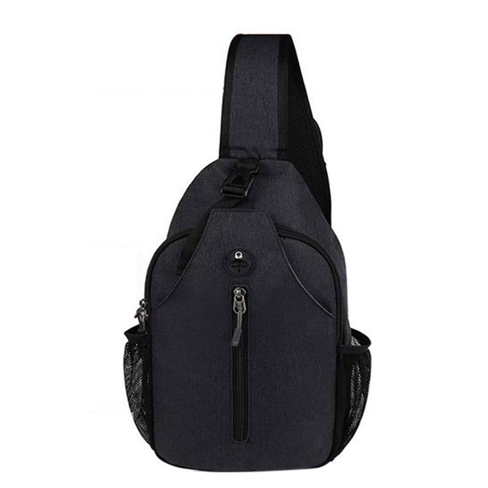 Water-Resistant Crossbody Bag Travel Sling Shoulder Bag with Multiple Compartments Headphone Port Black