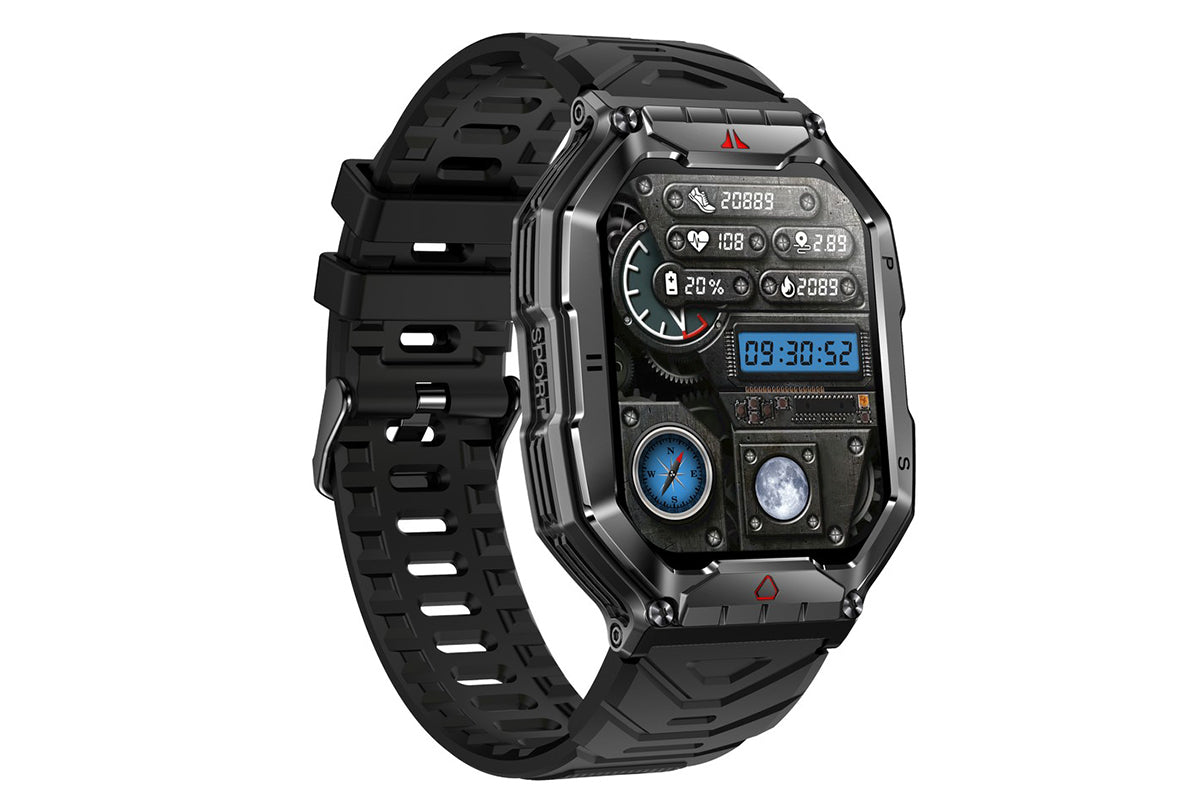 Smart Watch 2.1-Inch Fitness Watch with All Day Heart Rate Sleep Monitor Blood Oxygen Flashlight 107 Sports Modes Activity Tracker-Black
