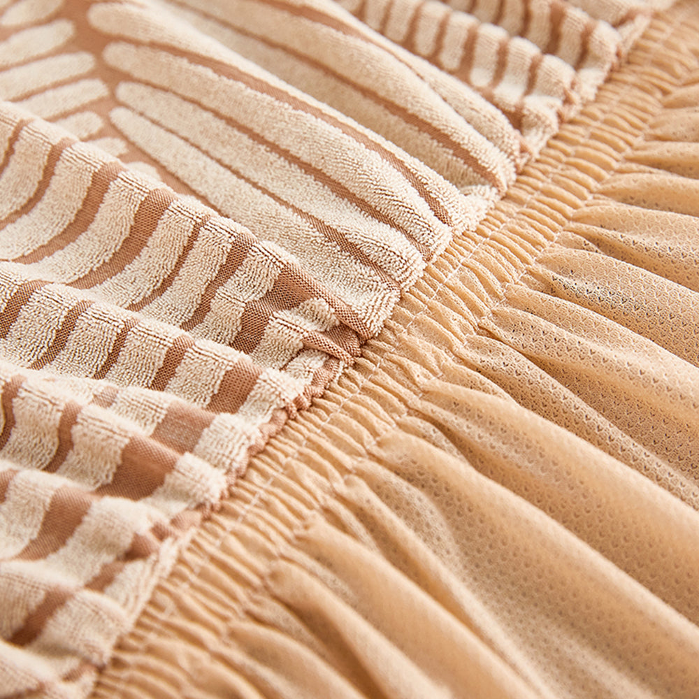 Soft Couch Cover with Skirt Ruffled Stretch Sofa Cover -Beige