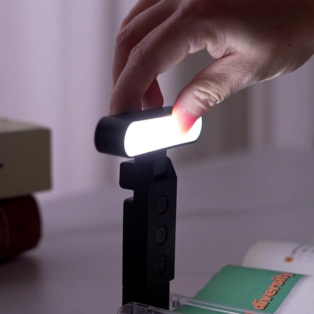 Rechargeable Clip-on Book Light 5 Color Temperatures 6 Brightness Dimmable Reading Light Black