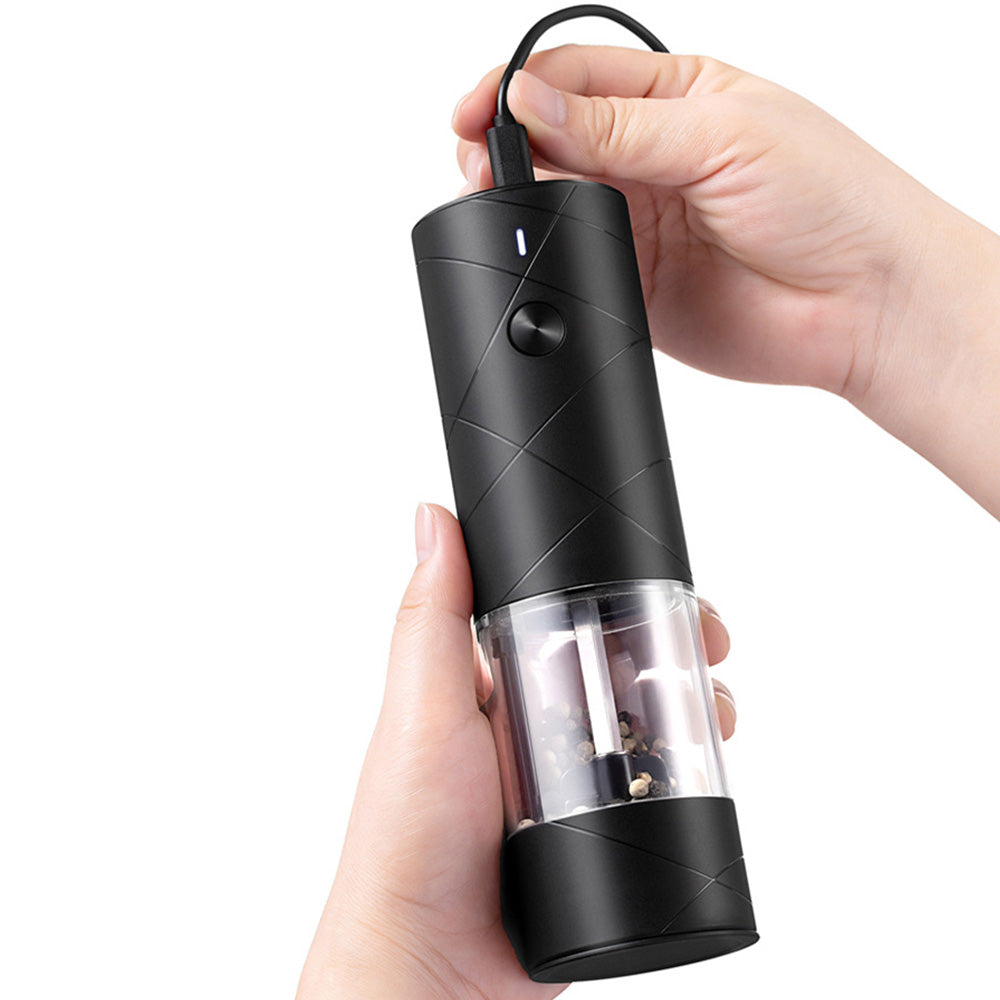 Electric Grinder for Salt Pepper Rechargeable Automatic Pepper Mill Shaker Black
