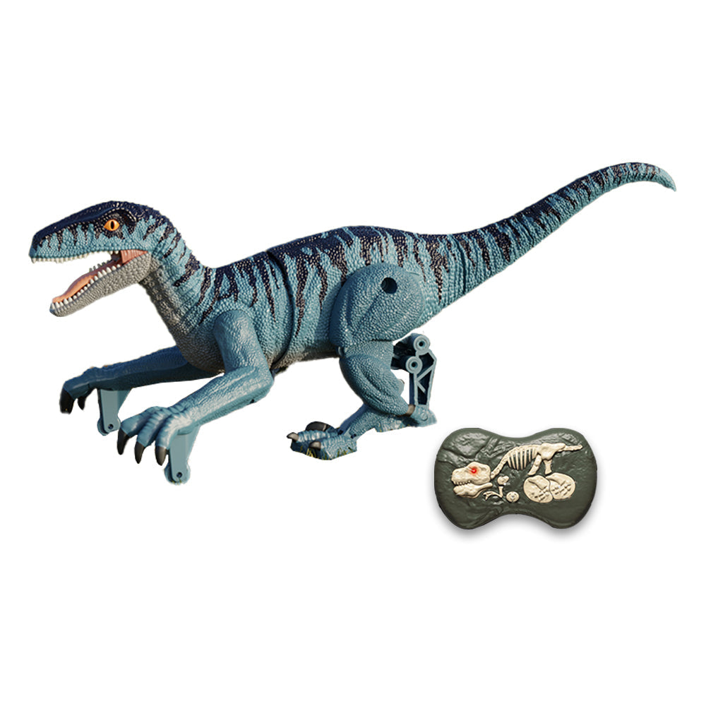 2.4Ghz Remote Control Dinosaur Toy Kids Electric RC Walking Toy Blue Velociraptor