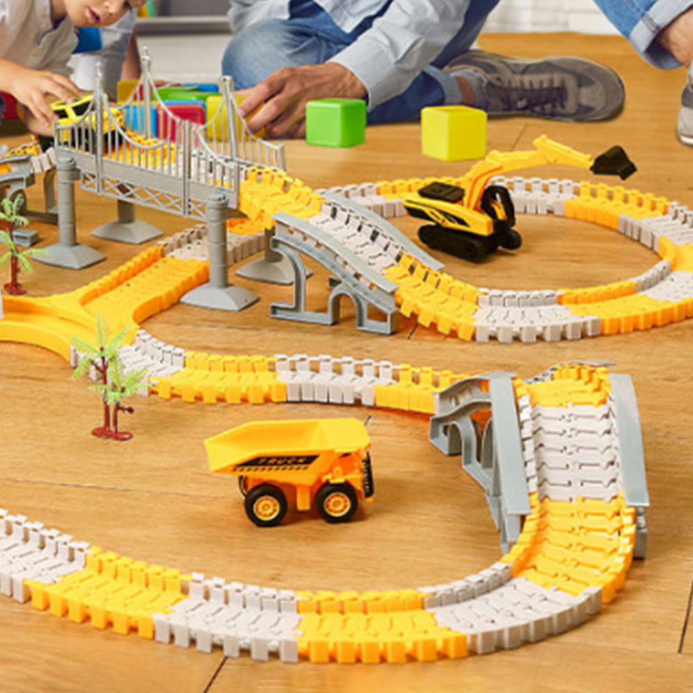 Kids Construction Race DIY Tracks Toys Electric Car Toys Road Race Playset