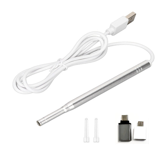 Visual Ear Cleaner Ear Stick Endoscope Earpick Camera Otoscope with 6 LED Lights -Silver