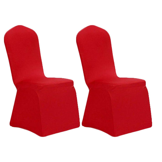 2Pcs Stretch Solid Colour Chair Cover for Wedding Party Decoration -Red