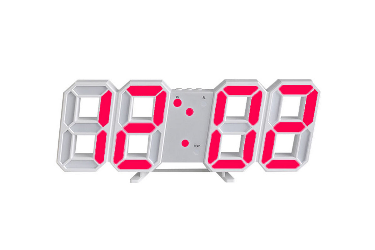 3D LED Digital Wall Clock Alarm Clocks With APP Control For Bedroom-Red