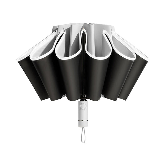 Automatic Folding Umbrella Inverted Umbrella Reverse Umbrella UV Protection Sun Umbrella with Safe Reflective Stripe Grey
