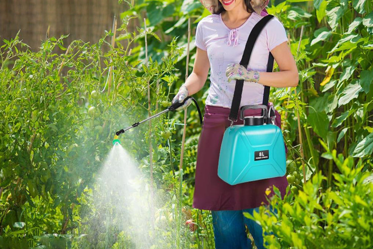 8L USB Rechargeable Garden Sprayer with 60cm Telescopic Wand 3 Mist Nozzles