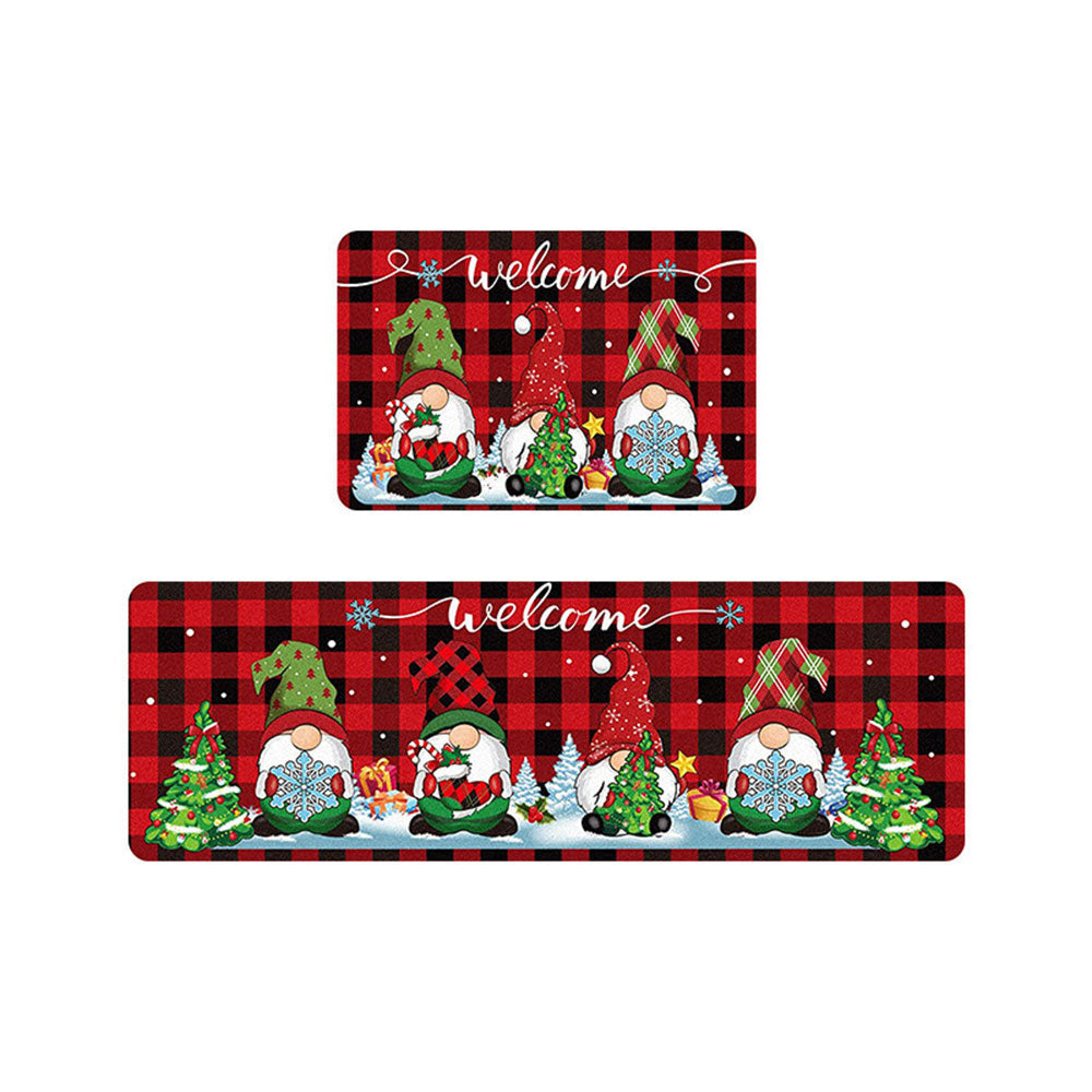 2Pcs Set Christmas Kitchen Door Mat Anti-Slip Floor Mat for Bathroom Home Styel 1