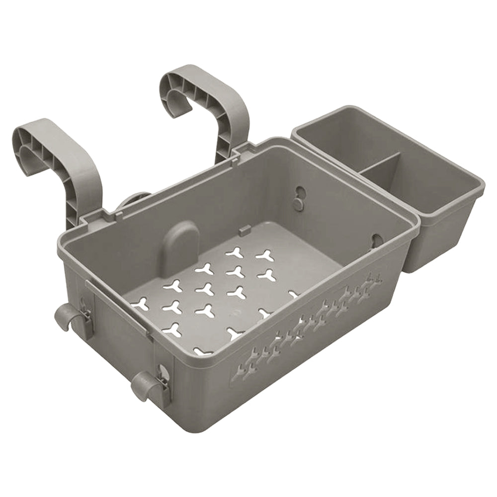 Hanging Poolside Storage Baskets with Cup Holders Above Ground Pool Accessories Grey