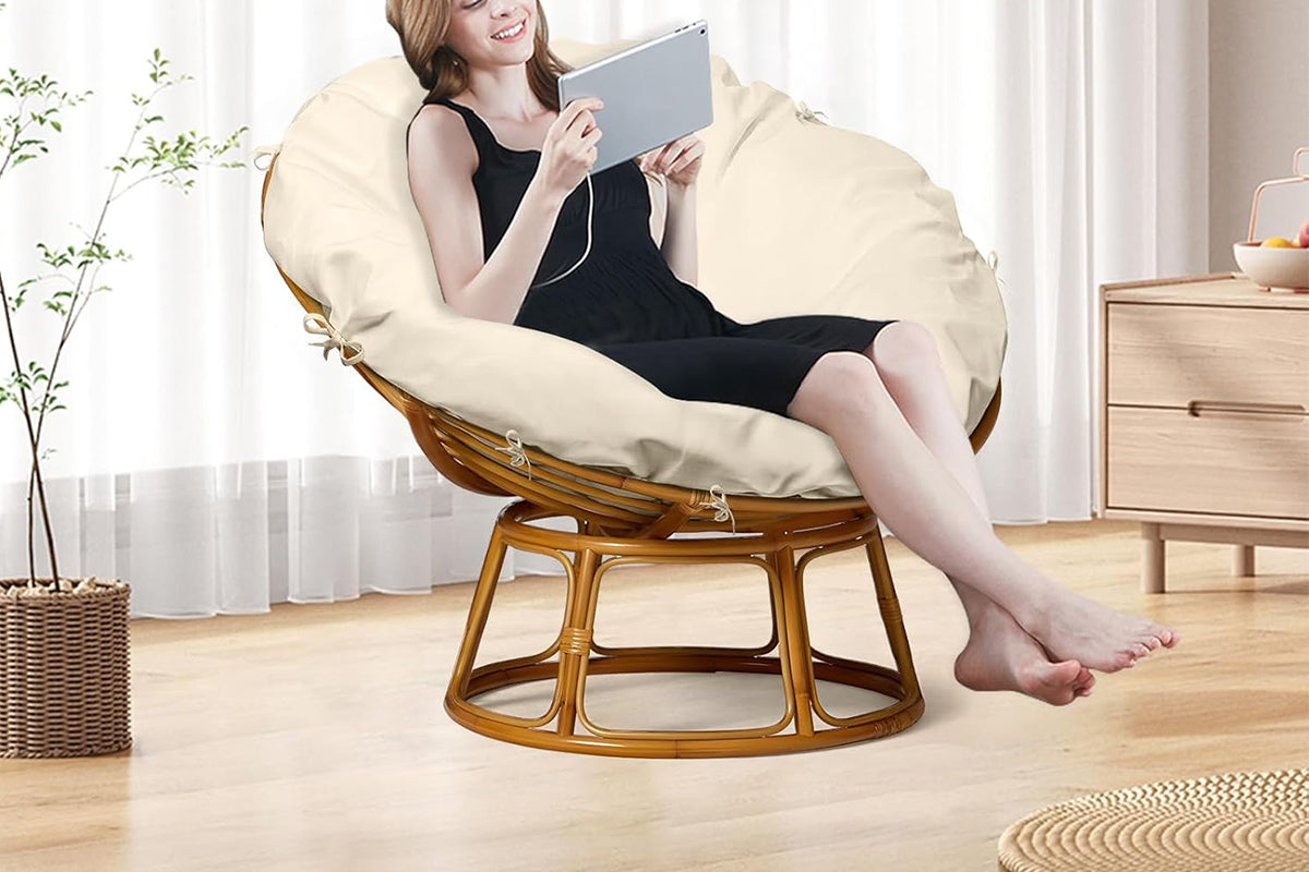 Papasan Cushion Cover Water-Resistant Papasan Chair Cushion Slipcover -Beige