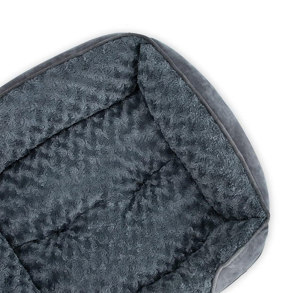 Plush Pet Bed Raised Sides Soft Calming Sleeping Puppy Cuddler Gray