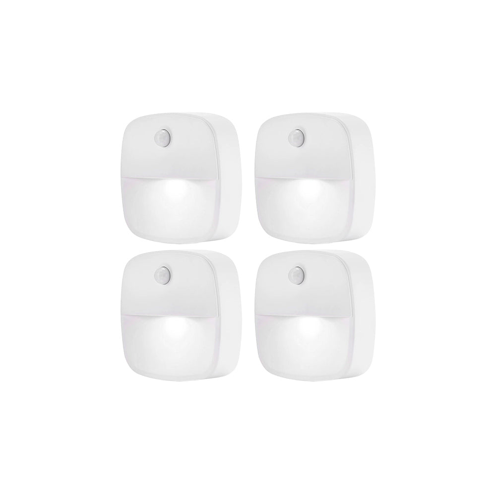 4pcs Motion Sensor Closet Lights Indoor Stair Lights Cordless LED Step Night Light for Under Cabinet Hallway-White
