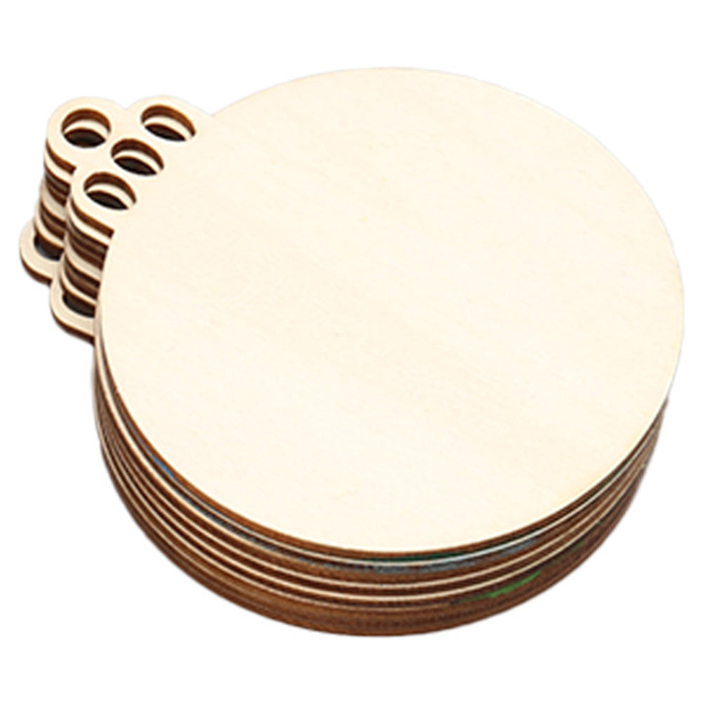 30Pcs Wooden Round Bauble Blank Hanging Ornament Christmas Tree Pendant DIY Craft