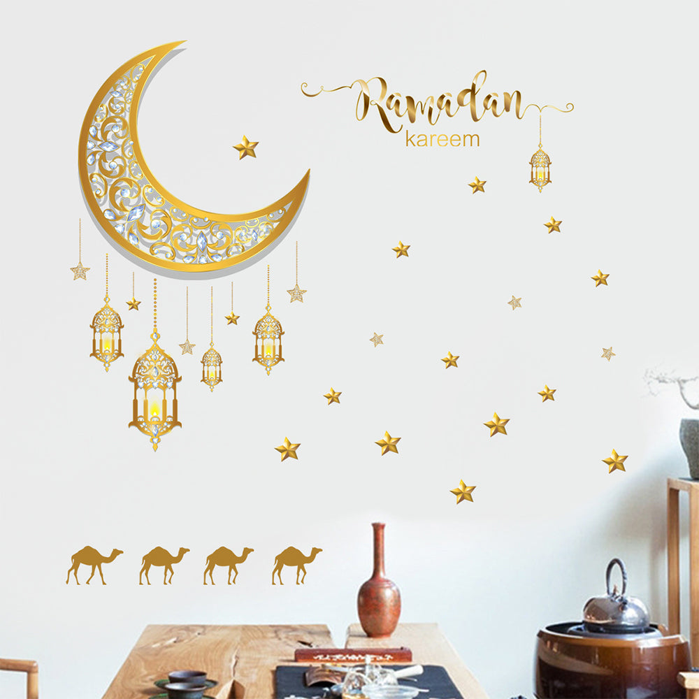 Set of Crescent Star Camel Lights Wall Sticker
