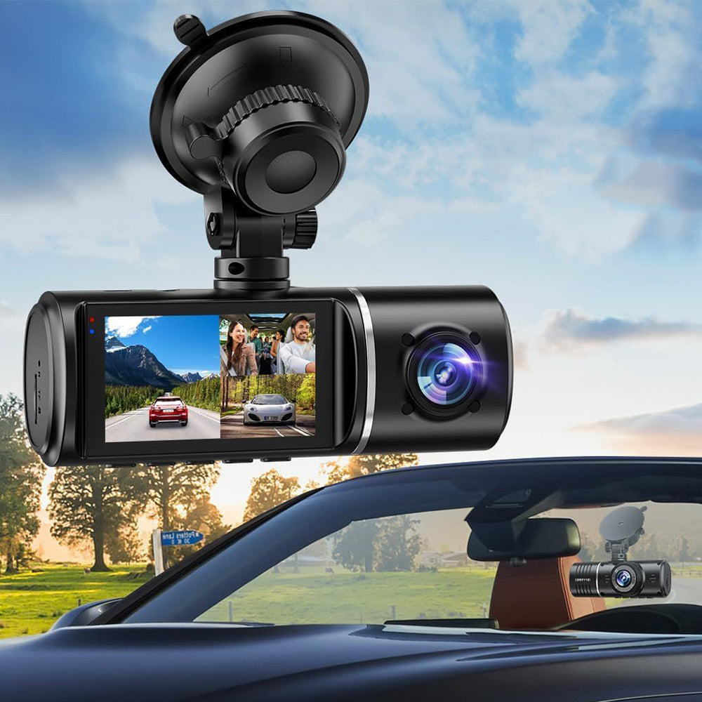 1080P 3- Channel Dash Cam Front and Rear Inside Dash Camera for Cars Loop Recording with 32GB TF Card