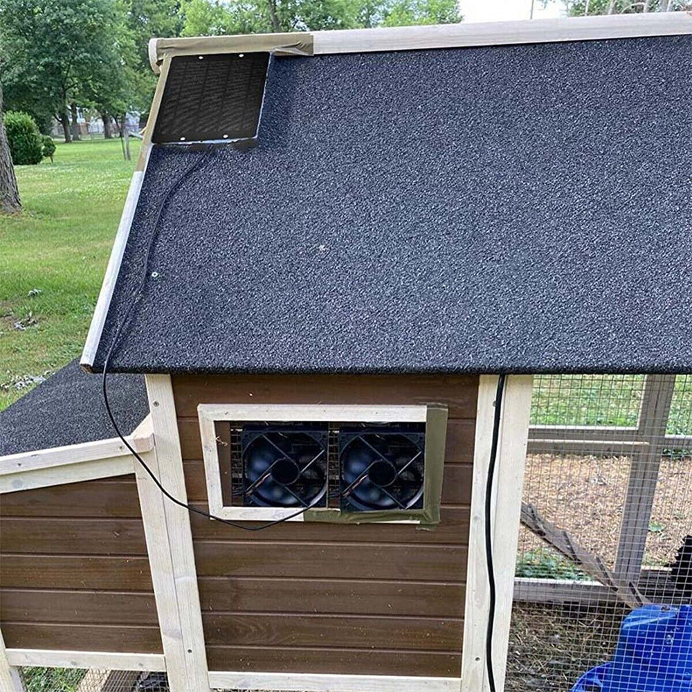 Portable Exhaust Fan Set Solar Panel Powered Ventilator Fan for Outdoor Pet House