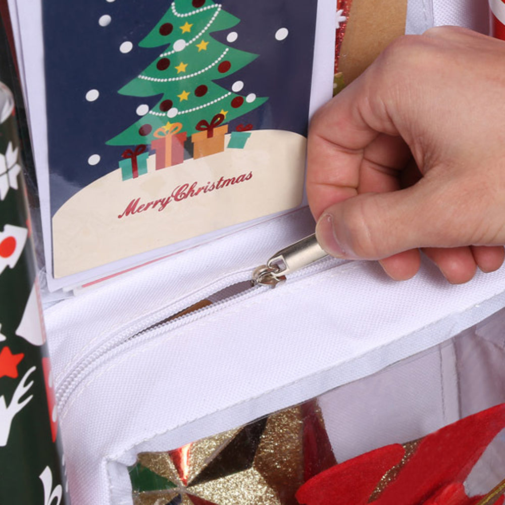 Double Sided Hanging Gift Wrap Organizer Wrapping Paper Bag Storage White